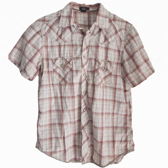 The Original Arizona Jean Company Size Medium Western Plaid Short Sleeve - Picture 1 of 4